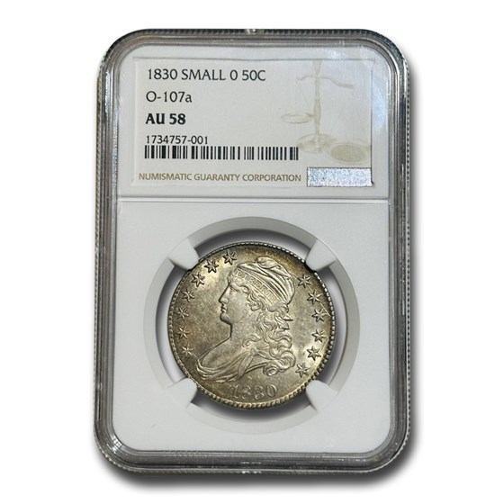 1830 Capped Bust Half Dollar Small O AU-58 NGC 1830 Capped Bust Half Dollar Small O AU-58 NGC